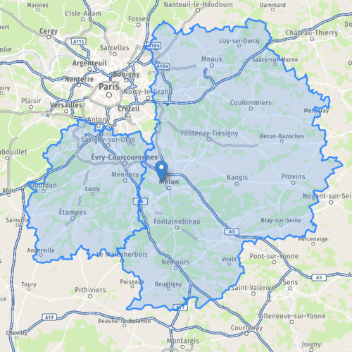 Carte des départements Seine-et-Marne et Val-de-Marne